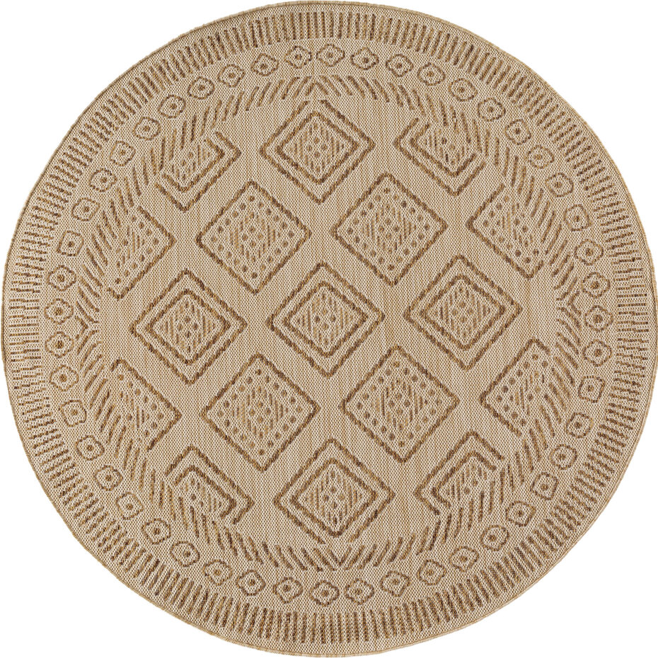 Rond Boho buitenkleed - Mira Beige Rond Boho buitenkleed - Mira Beige