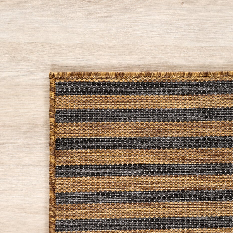 Rond japandi buitenkleed - Mira Naturel/Zwart Rond japandi buitenkleed - Mira Naturel/Zwart