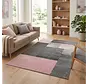 Modern geblokt vloerkleed - Broadway Roze/Grijs