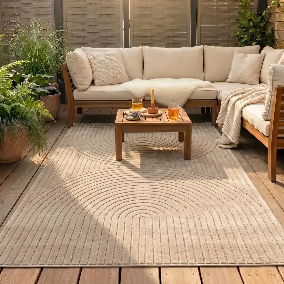 Japandi binnen- en buitenkleed - Novara Beige Japandi binnen- en buitenkleed - Novara Beige
