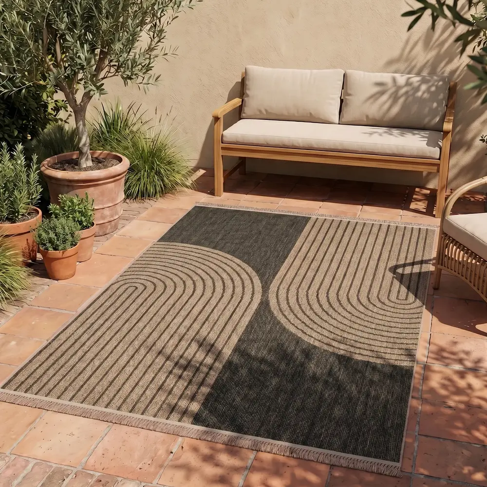 Jute buitenkleed - Colinna Japandi Antraciet/Beige