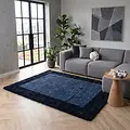 Hoogpolig vloerkleed - Candy Shaggy Marineblauw Lijstmotief