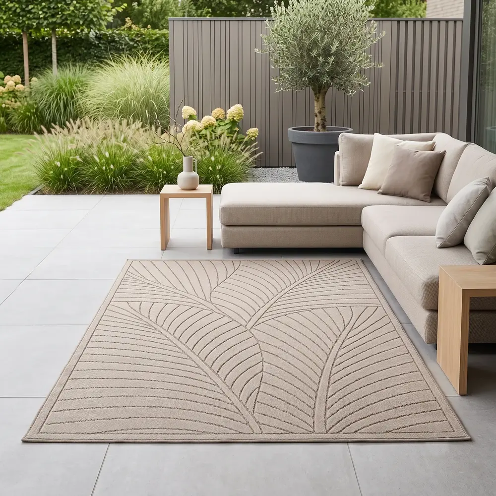 Botanisch binnen- en buitenkleed - Novara Beige Botanisch binnen- en buitenkleed - Novara Beige