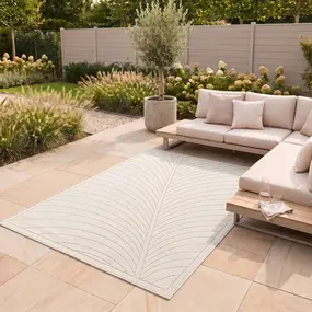 Palmblad binnen- en buitenkleed – Novara Creme Palmblad binnen- en buitenkleed – Novara Creme