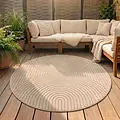 Rond Japandi binnen- en buitenkleed - Novara Beige
