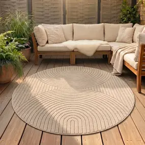Rond Japandi binnen- en buitenkleed - Novara Beige
