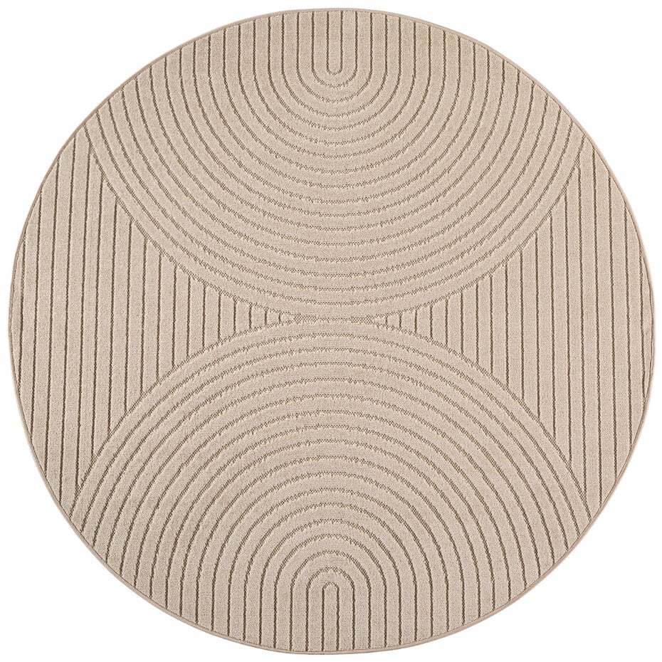 Rond Japandi binnen- en buitenkleed - Novara Beige Rond Japandi binnen- en buitenkleed - Novara Beige