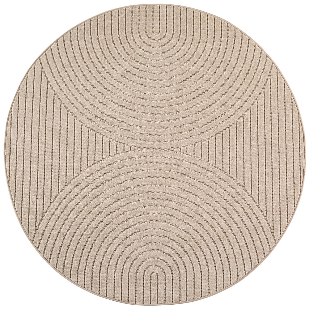Rond Japandi binnen- en buitenkleed - Novara Beige Rond Japandi binnen- en buitenkleed - Novara Beige