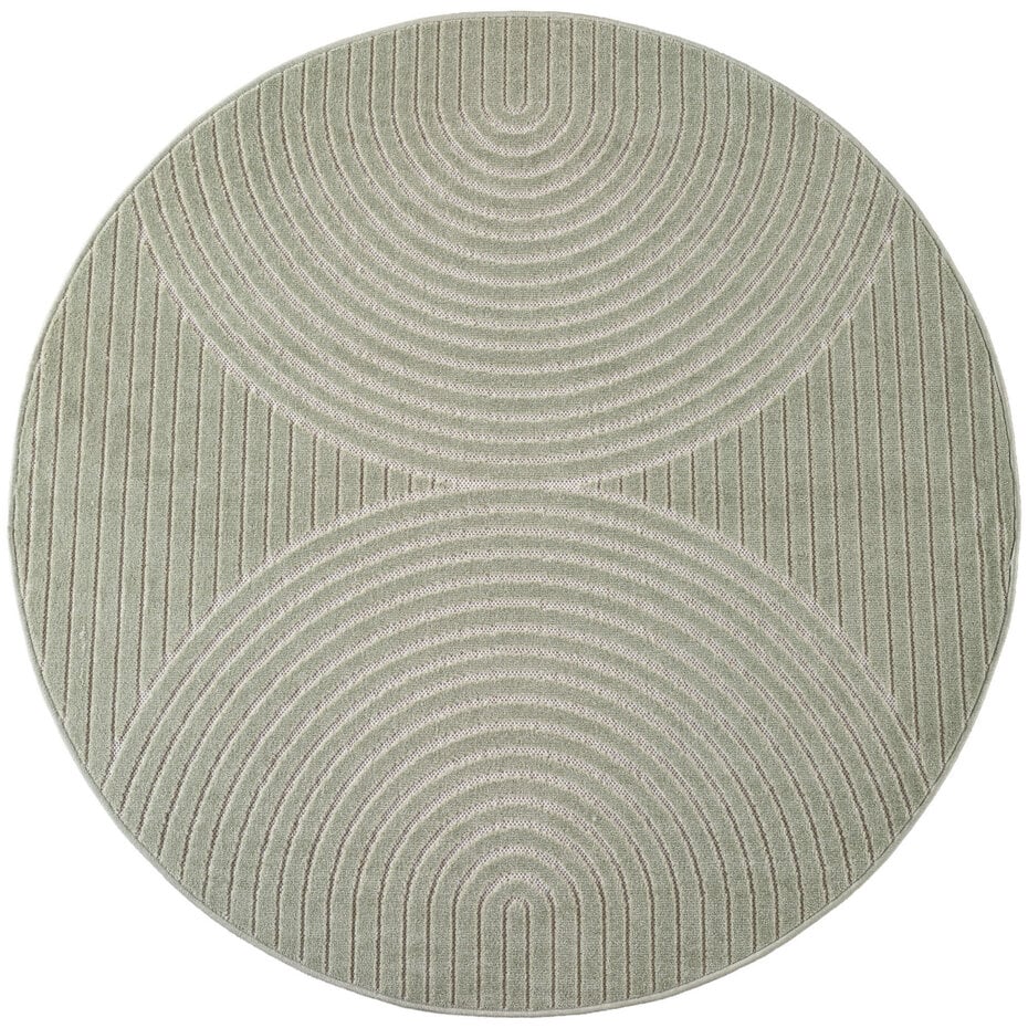 Rond Japandi binnen- en buitenkleed - Novara Groen Rond Japandi binnen- en buitenkleed - Novara Groen
