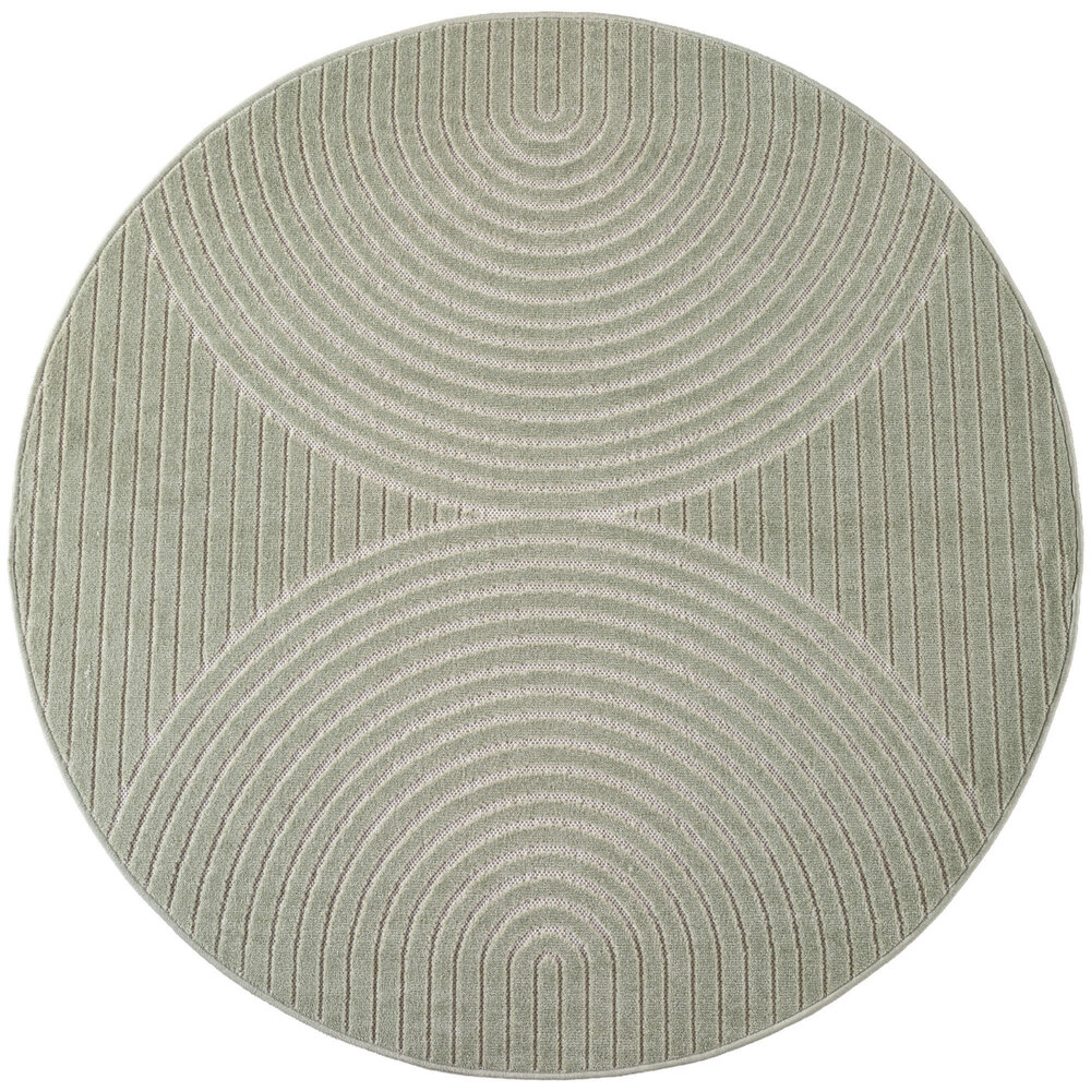 Rond Japandi binnen- en buitenkleed - Novara Groen Rond Japandi binnen- en buitenkleed - Novara Groen