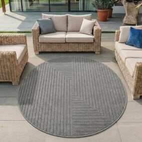 Rond modern binnen- en buitenkleed - Novara Grijs