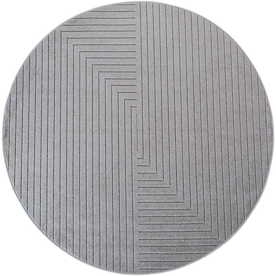 Rond modern binnen- en buitenkleed - Novara Grijs Rond modern binnen- en buitenkleed - Novara Grijs