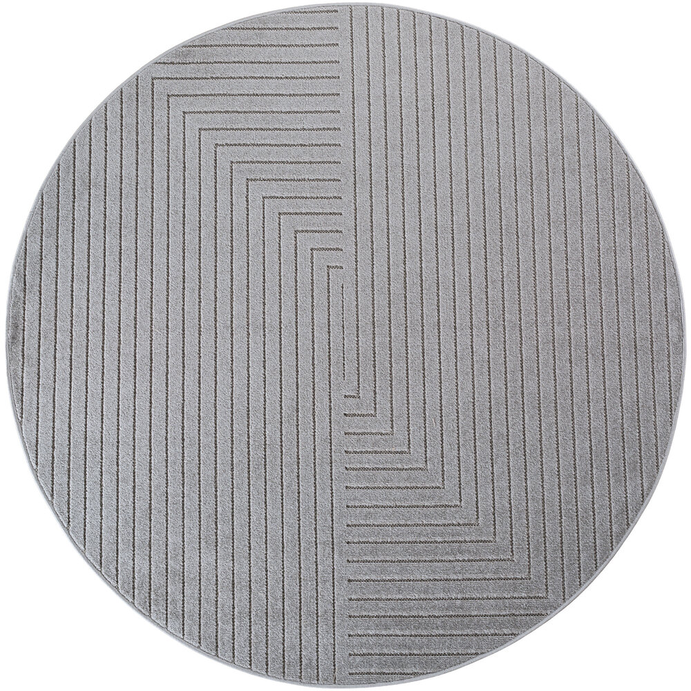 Rond modern binnen- en buitenkleed - Novara Grijs Rond modern binnen- en buitenkleed - Novara Grijs