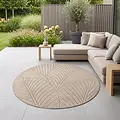 Rond botanisch binnen- en buitenkleed - Novara Beige