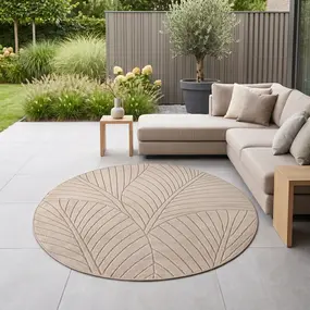 Rond botanisch binnen- en buitenkleed - Novara Beige