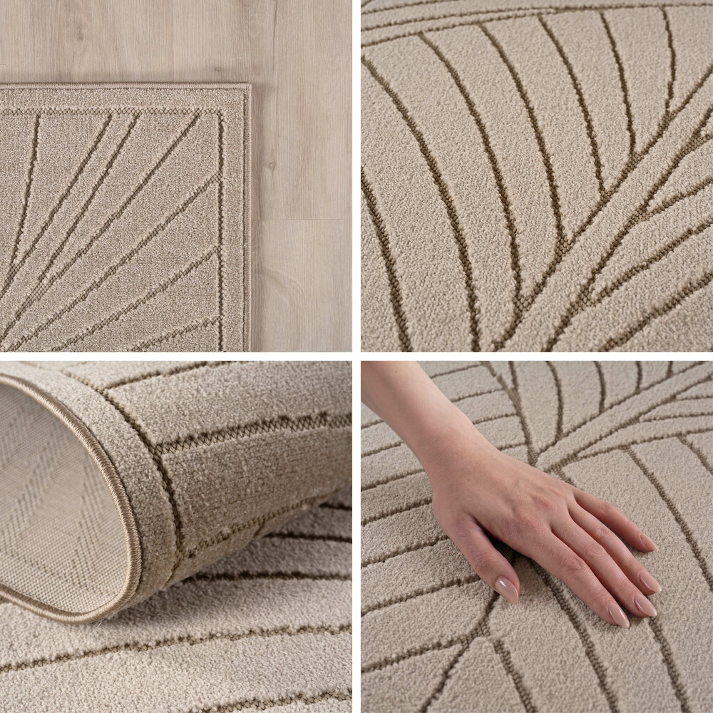 Rond botanisch binnen- en buitenkleed - Novara Beige
