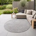 Rond botanisch binnen- en buitenkleed - Novara Grijs