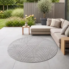 Rond botanisch binnen- en buitenkleed - Novara Grijs