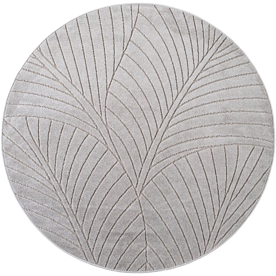 Rond botanisch binnen- en buitenkleed - Novara Grijs Rond botanisch binnen- en buitenkleed - Novara Grijs