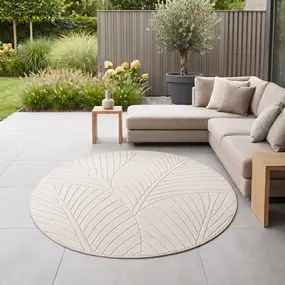 Rond botanisch binnen- en buitenkleed - Novara Creme Rond botanisch binnen- en buitenkleed - Novara Creme