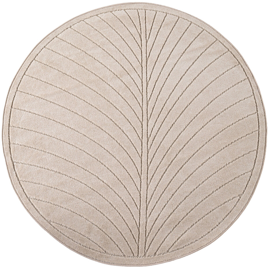 Rond palmblad binnen- en buitenkleed – Novara Beige