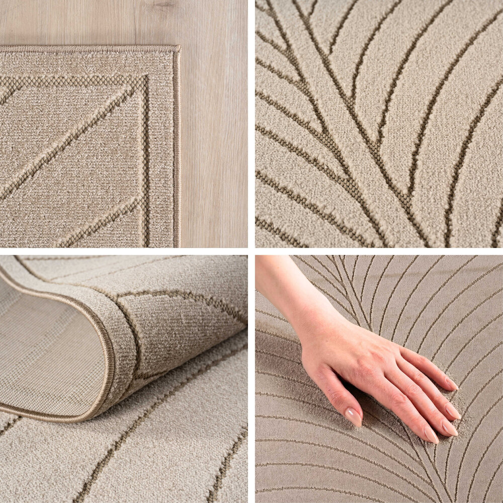 Rond palmblad binnen- en buitenkleed – Novara Beige