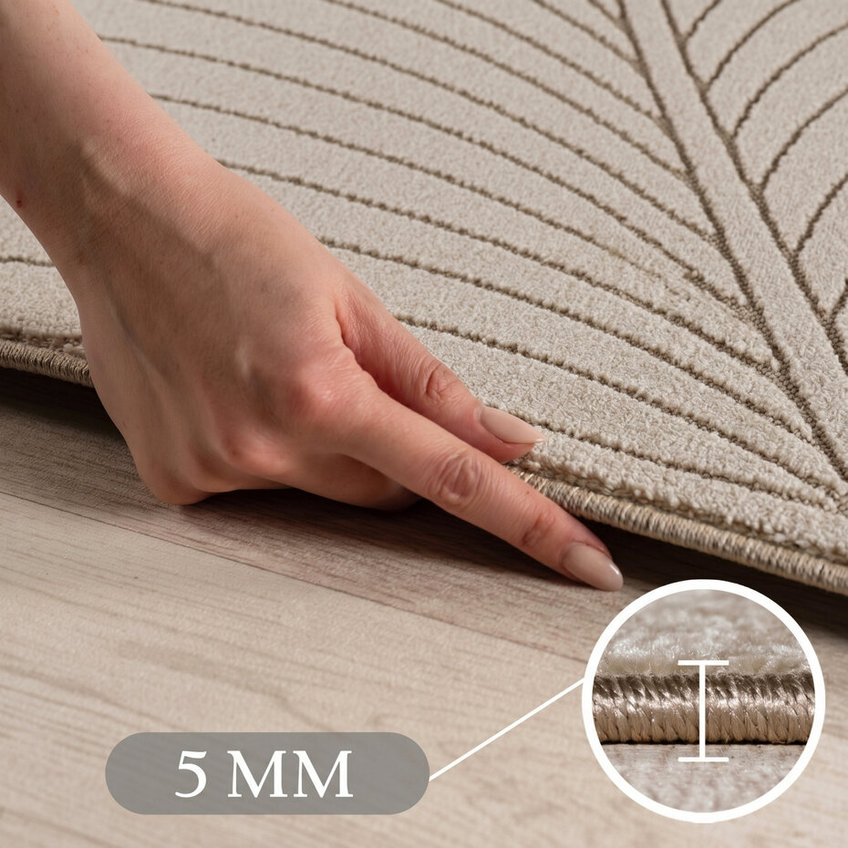 Rond palmblad binnen- en buitenkleed – Novara Beige