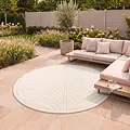 Rond palmblad binnen- en buitenkleed – Novara Creme