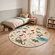 Rond kinderkamer vloerkleed - Coco Dino Beige/Kleurrijk