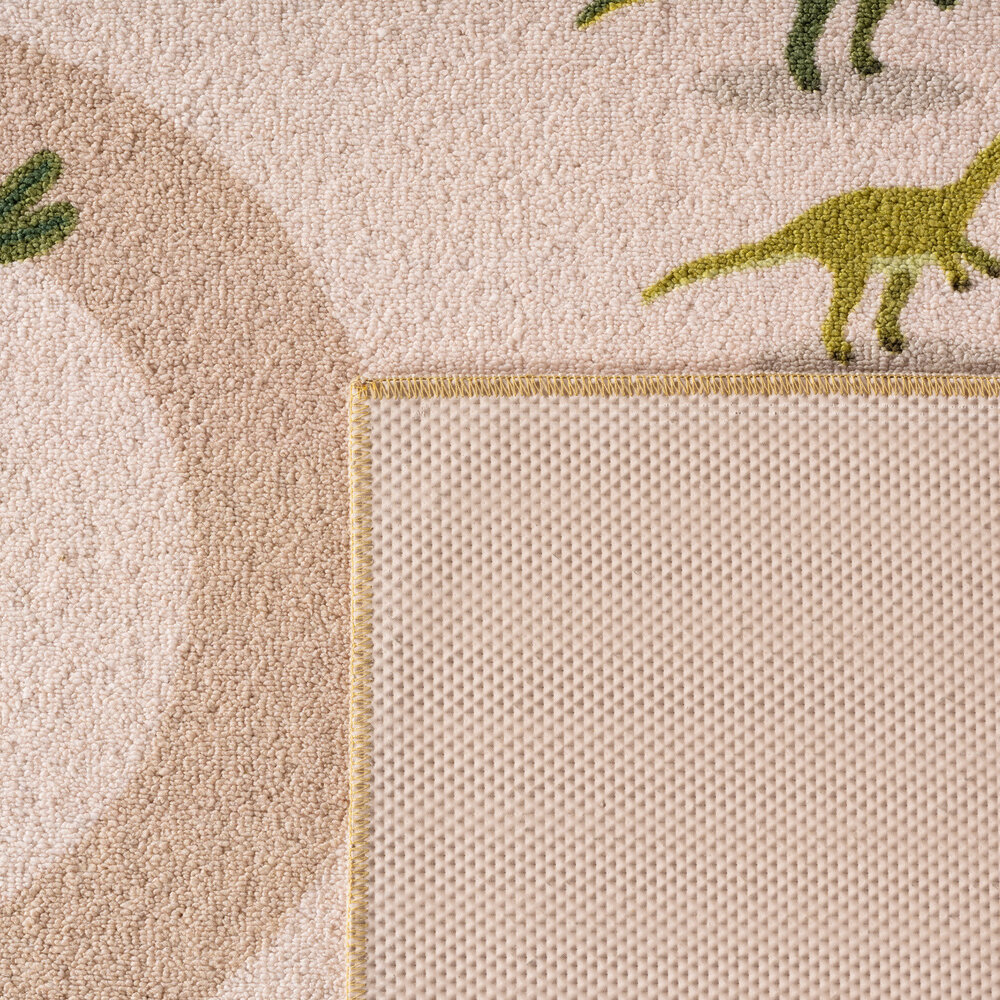 Rond kinderkamer vloerkleed - Coco Dino Beige/Kleurrijk