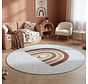 Rond kinderkamer vloerkleed - Coco Regenboog Creme/Roze