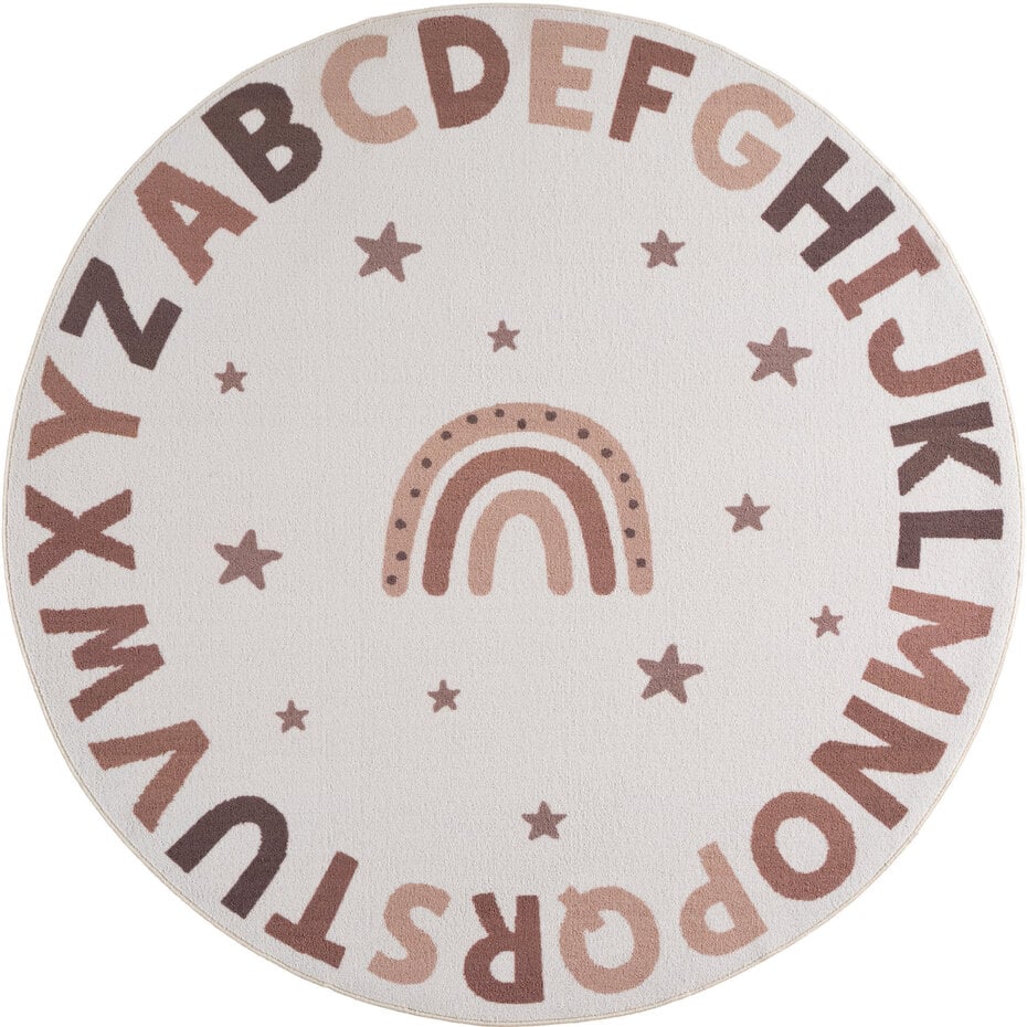 Rond kinderkamer vloerkleed - Coco Alfabet Creme/Kleurrijk Rond kinderkamer vloerkleed - Coco Alfabet Creme/Kleurrijk