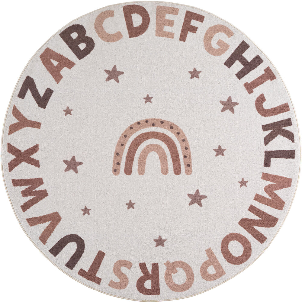 Rond kinderkamer vloerkleed - Coco Alfabet Creme/Kleurrijk Rond kinderkamer vloerkleed - Coco Alfabet Creme/Kleurrijk