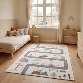 Kinderkamer vloerkleed - Coco Droomreis Creme/Kleurrijk