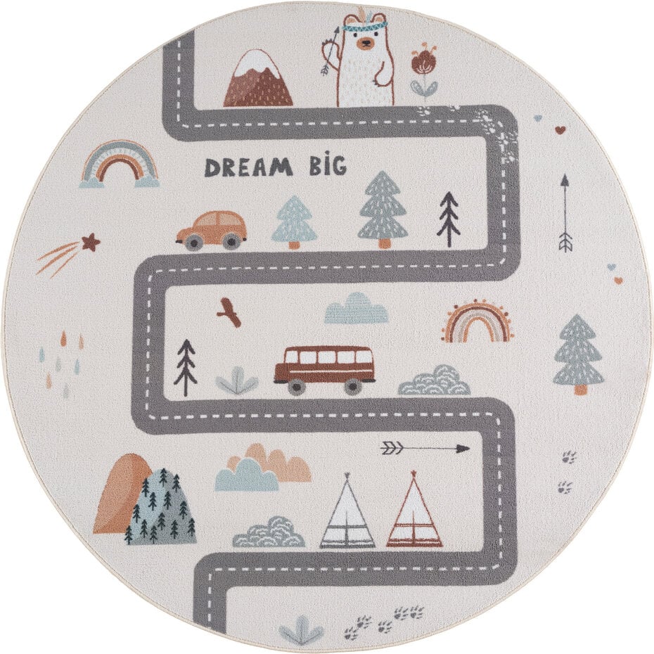 Rond kinderkamer vloerkleed - Coco Droomreis Creme/Kleurrijk