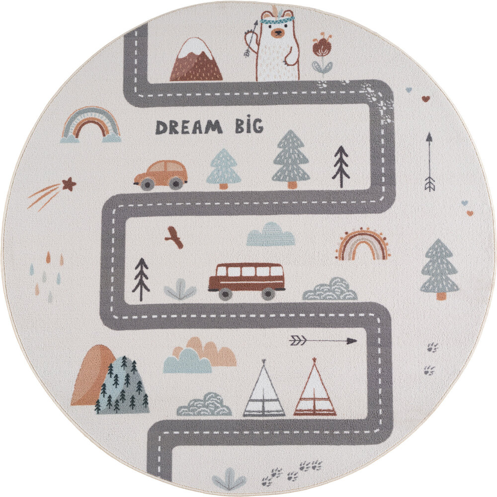 Rond kinderkamer vloerkleed - Coco Droomreis Creme/Kleurrijk
