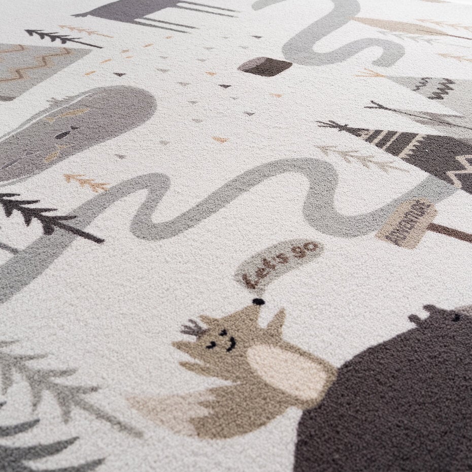 Kinderkamer vloerkleed - Coco Bosavontuur Creme/Grijs