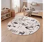 Rond kinderkamer vloerkleed - Coco Bosavontuur Creme/Grijs