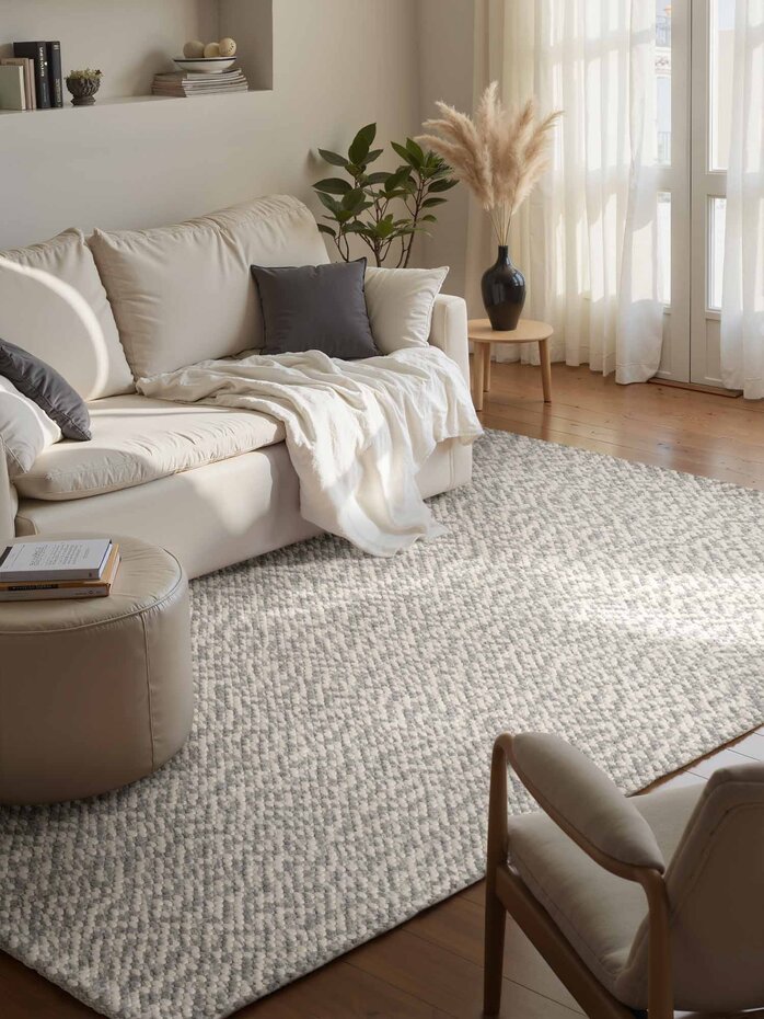 Wollen vloerkleed - Lyon Creme/Grijs Wollen vloerkleed - Lyon Creme/Grijs