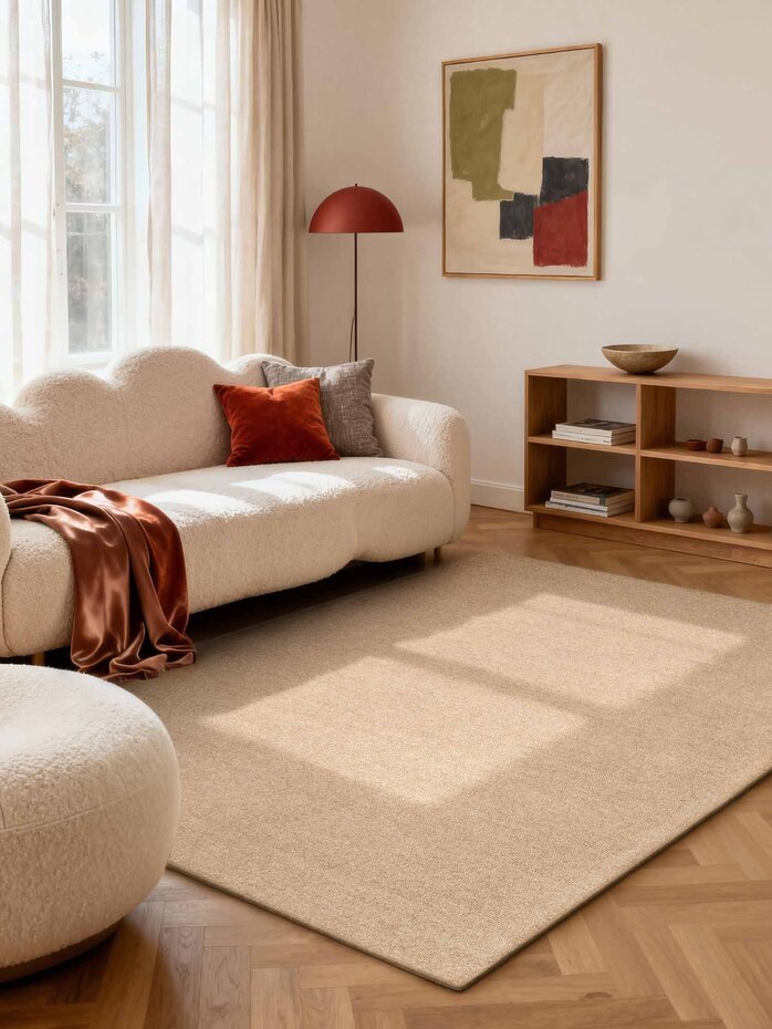 Wollen vloerkleed - Puristic Boucle Beige Wollen vloerkleed - Puristic Boucle Beige