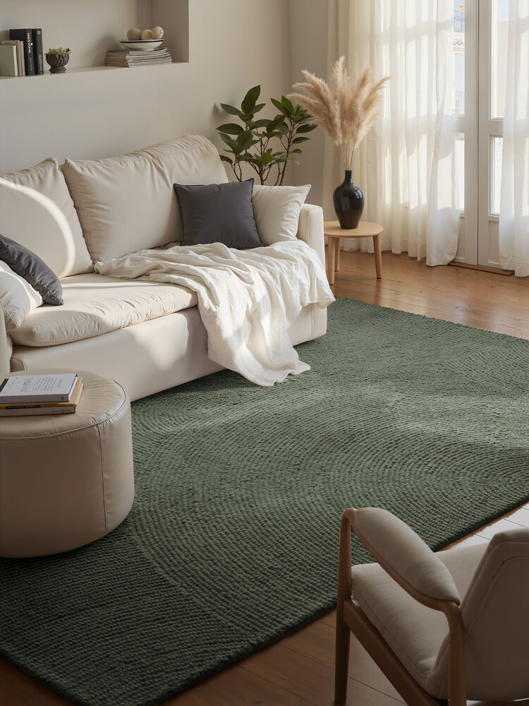 Wollen Japandi vloerkleed - Calmio Groen Wollen Japandi vloerkleed - Calmio Groen