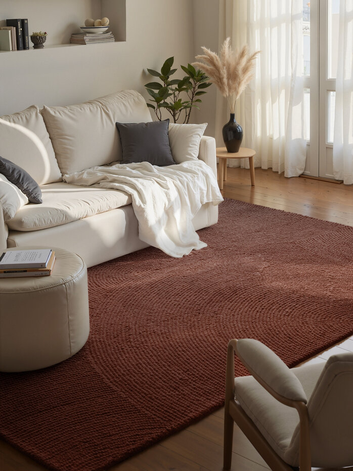 Wollen Japandi vloerkleed - Calmio Terracotta Wollen Japandi vloerkleed - Calmio Terracotta