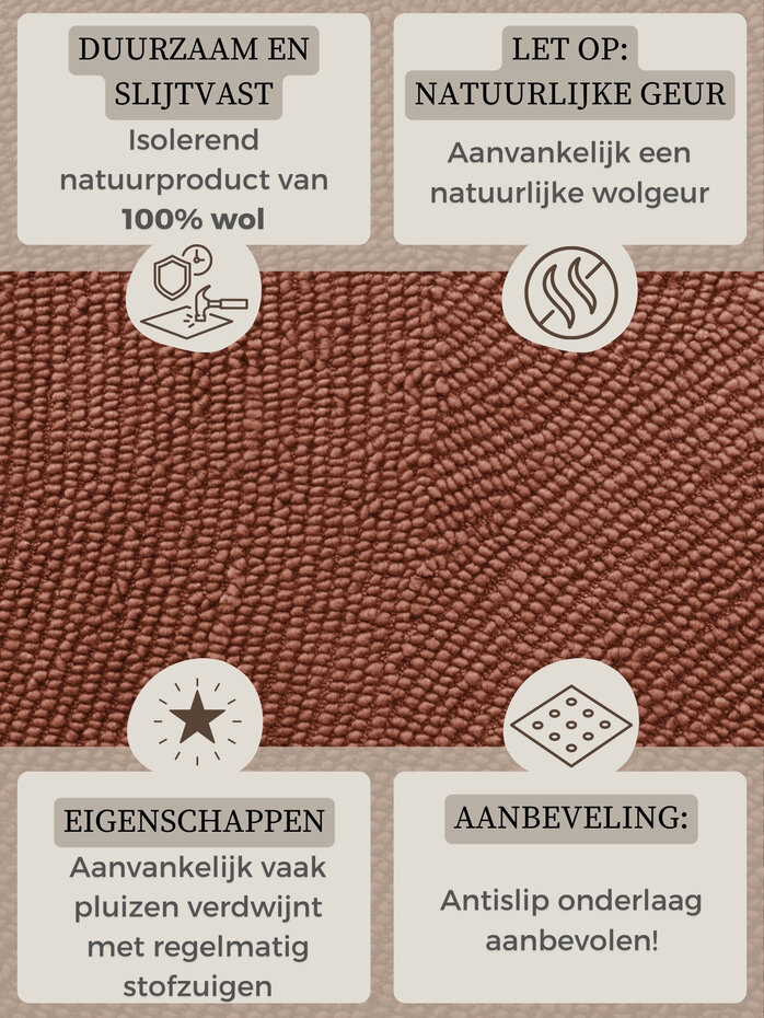 Wollen Japandi vloerkleed - Calmio Terracotta Wollen Japandi vloerkleed - Calmio Terracotta