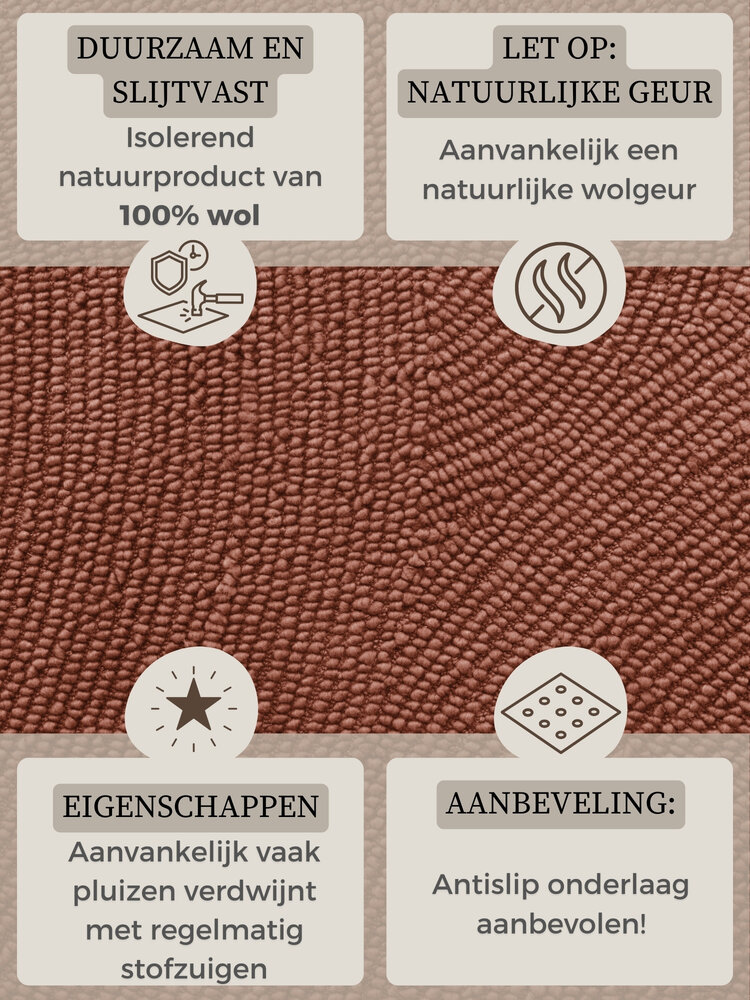 Wollen Japandi vloerkleed - Calmio Terracotta Wollen Japandi vloerkleed - Calmio Terracotta