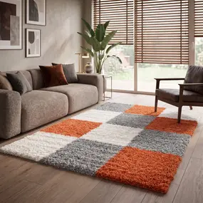 Hoogpolig vloerkleed - Candy Shaggy Oranje Geblokt Hoogpolig vloerkleed - Candy Shaggy Oranje Geblokt