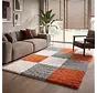 Hoogpolig vloerkleed -candy Shaggy Oranje Geblokt