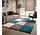 Hoogpolig vloerkleed -candy Shaggy Turquoise Geblokt