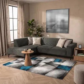 Kristal Modern Turquoise vloerkleed