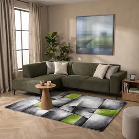 Kristal Modern Groen vloerkleed