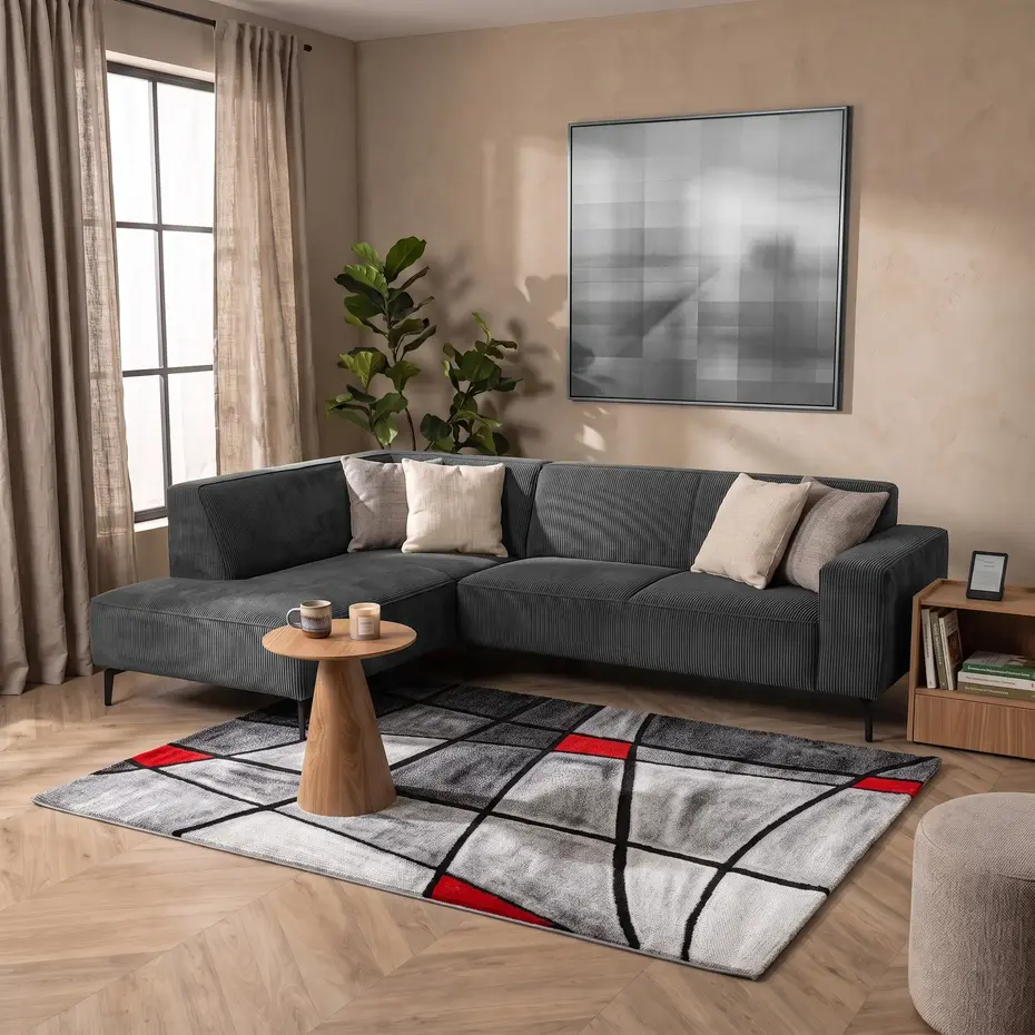 Modern vloerkleed - Kristal Rood